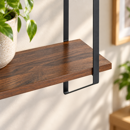 3-Tier Walnut Wall Display Shelf