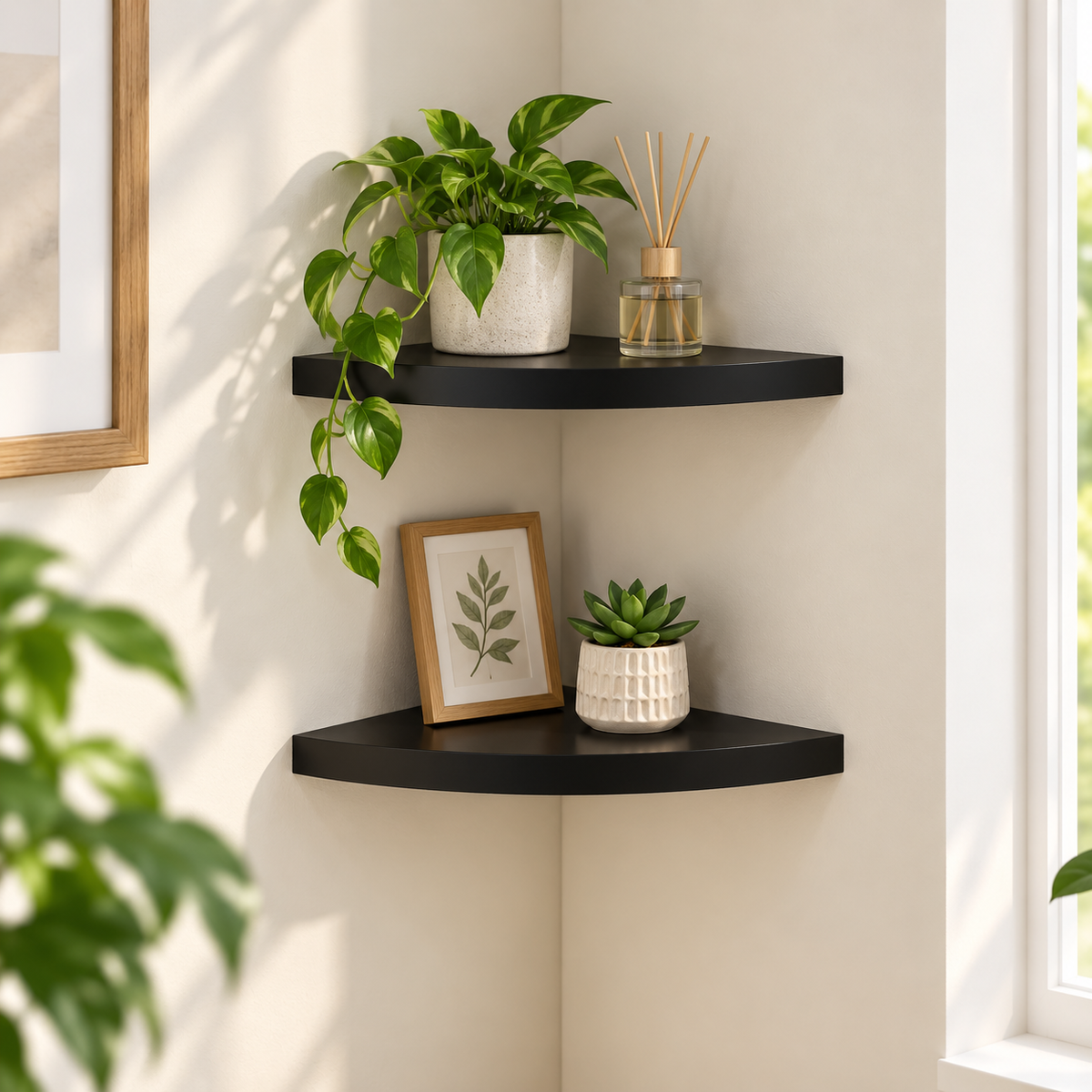 Modern Floating Corner Shelves Set of 2