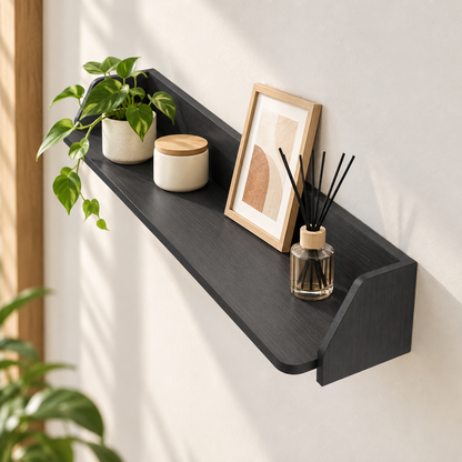 28-Inch Floating Wall Shelf with 3 Hooks
