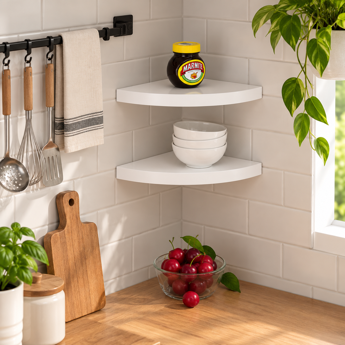 Modern Floating Corner Shelves Set of 2