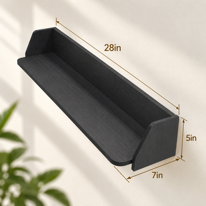 28-Inch Floating Wall Shelf with 3 Hooks