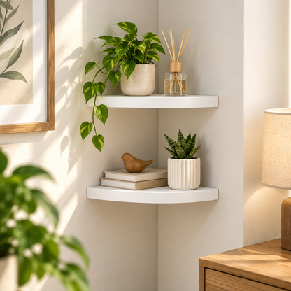 Modern Floating Corner Shelves Set of 2