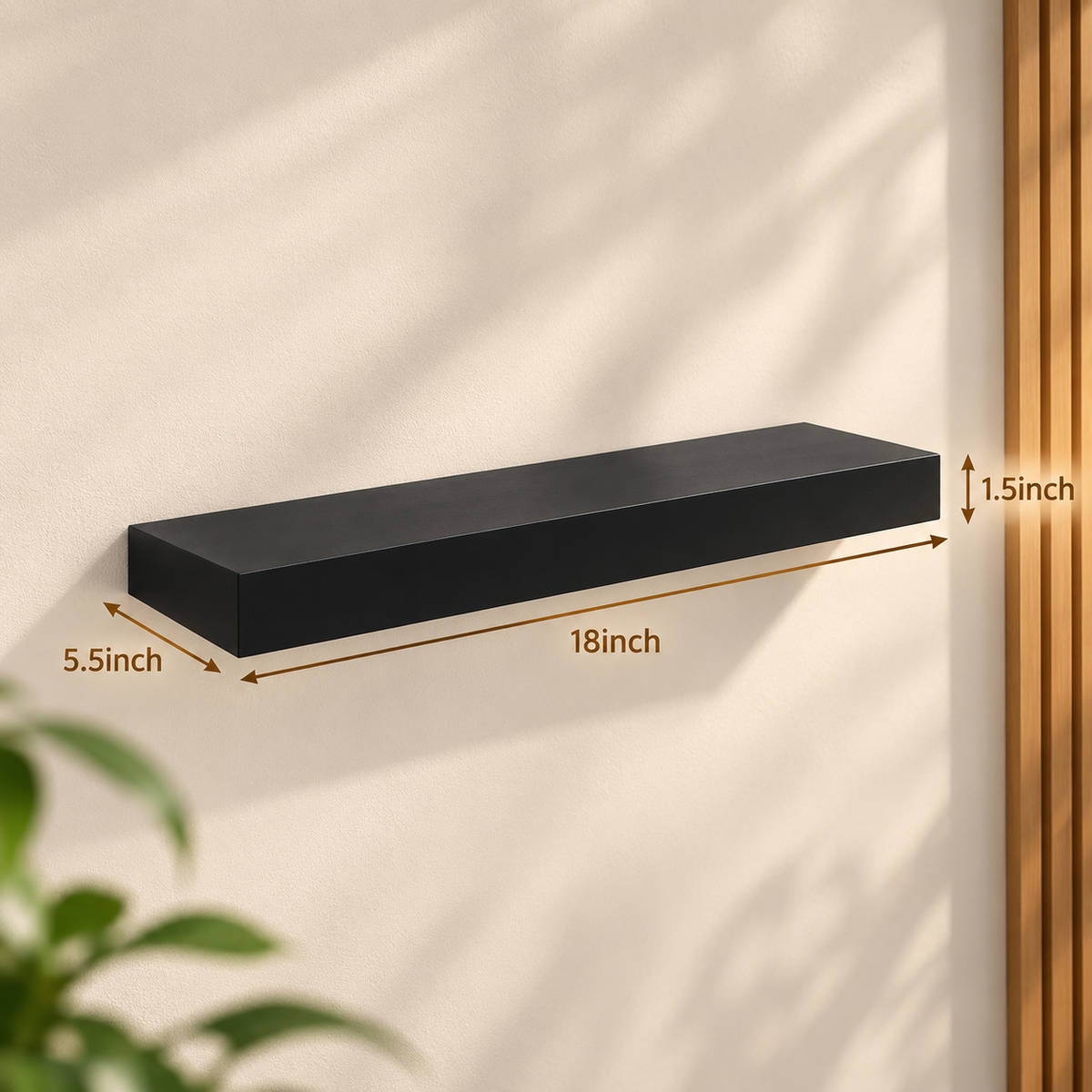 18-Inch Black Floating Display Shelf
